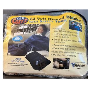 COPY - Car Cozy 2 12-Volt Heated Travel Blanket Navy 42" x 58" Fleece Safety T…